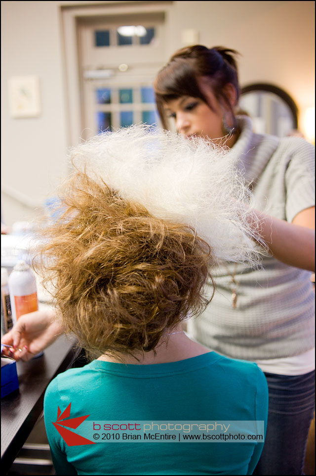 Model Getting Couture Hair Mat